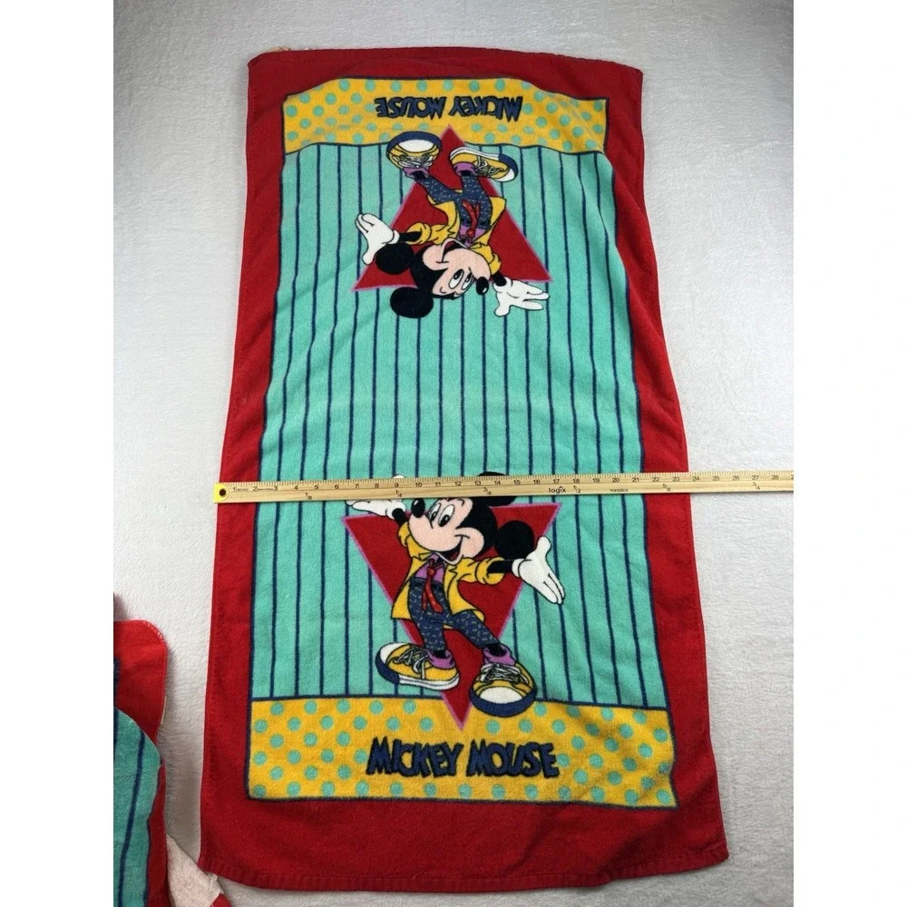 Vintage‎ Mickey Mouse Disney Bath Towel Set Franco Hand Towel & Wash Rag 6 Piece